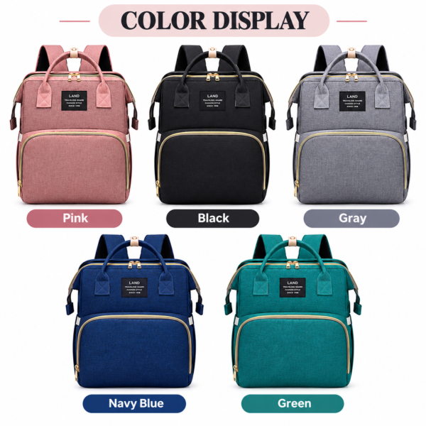 Multifunctional Baby Diaper Bag with Foldable Baby Bed